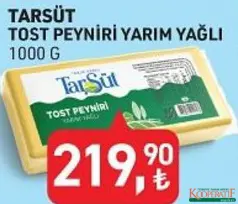 TARIM KREDİ TARSÜT TOST PEYNİRİ YARIM YAĞLI 1000 G fiyat ve kampanya bilgisi